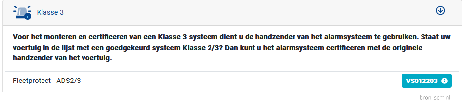 scm klasse 3 alarm goedkeuring ads 2/3 fleetprotect