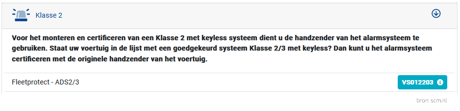 scm klasse 2 alarm goedkeuring ads 2/3 fleetprotect